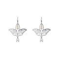 Silver Hollow Bird Cutout Drop Earrings Iridescent Teardrop view 5