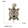 Compact Jeweled Turtle Brooch in Red Blue or Green view 5
