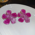 Crystal Pave Flower Stud Earrings In Pink And Blue view 6