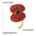 Bright Red Crystal Poppy Flower Brooch with Black Center view 5