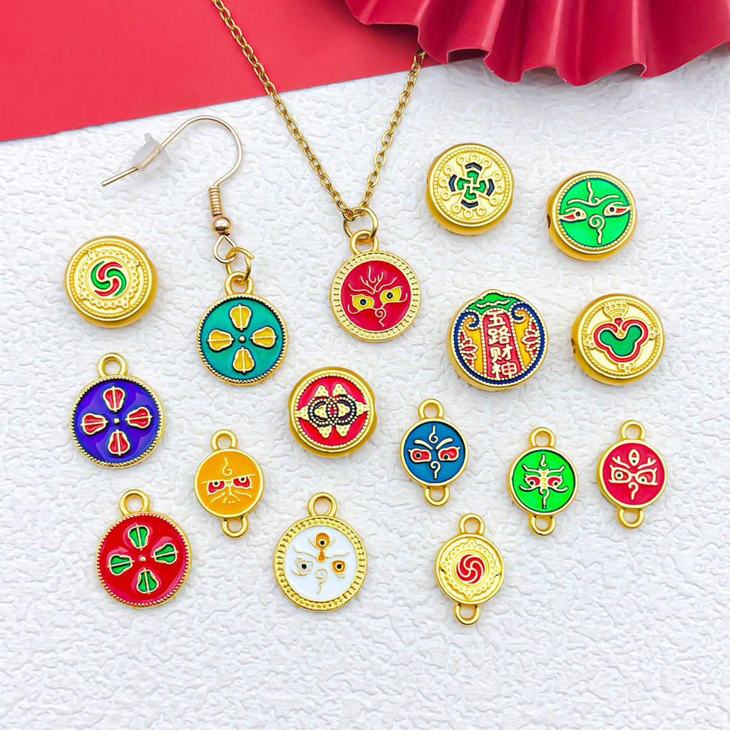 Matte Gold Zinc Alloy Five Gods of Wealth charm pendant for DIY bracelet jewelry making