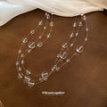 Triple Strand Clear Glass Bubble Bead Necklace Layered view 6