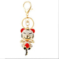 Jeweled Hugging Tiger Keychains with Braided and Bare Wrist Loops view 5