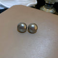 Round Pearl Look Stud Earrings in Nineteen Size and Tone Options view 8
