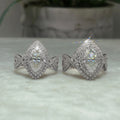 Marquise Open Center Ring with Pavé Silver Tone Frame view 3