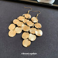 Layered Round Disc Hook Earrings in Gold and Silver Tones view 4