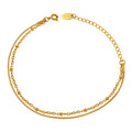 Double Layer Snake and Bead Chain Bracelet Gold Steel view 5