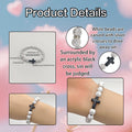 White Cross Bead Stretch Bracelet Black Acrylic Cross view 3