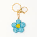 Rhinestone Flower Keychain Daisy Charm Gold Hardware view 5