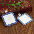 Crystal Border Square Pendant Bezel Settings in Blue or Clear view 2