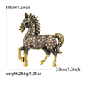 Antique Crystal Horse Brooch in Brown Black Blue or Red view 6