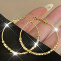 Faceted Cube Bead Large Hoop Earrings White Gold Yellow Gold view 2