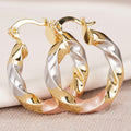 Tricolor Layered Spiral Hoop Earrings in Tricolor Metals view 3