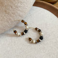 Brown Beaded Hoop and Drop Earrings Fashion Jewelry view 6