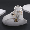Bee Daisy and Honeycomb Silver Tone Metal Keychain view 4