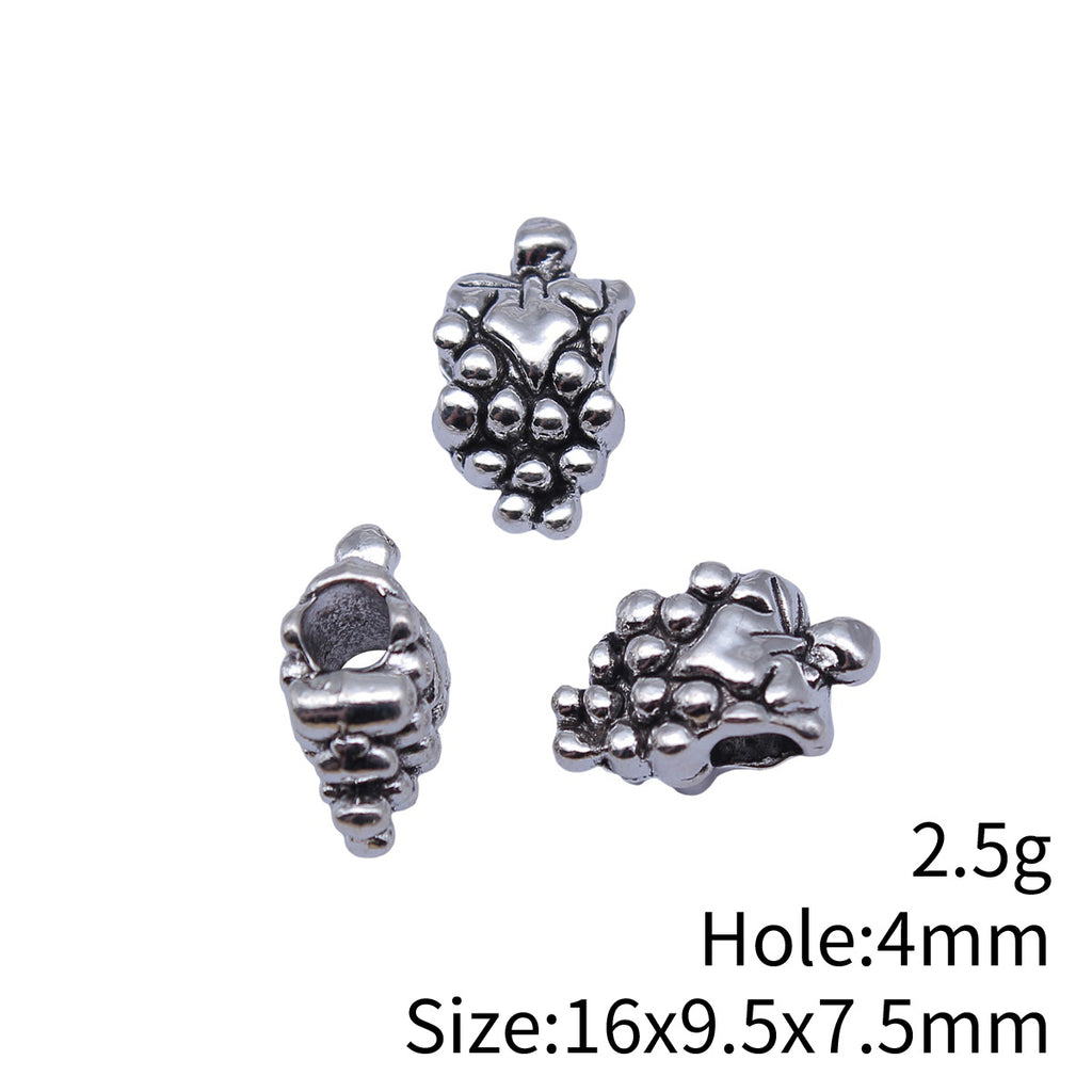 16x9.5x7.5mm 2.5g Antique Silver Zinc Alloy Grape Large Hole Spacer Beads for European Style Jewelry Making