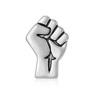 Raised Fist Metal Brooch in Silver Tone or Gold Tone
