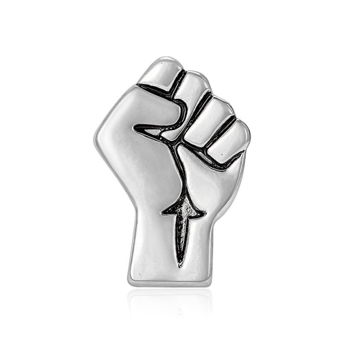 Raised Fist brooch shown from the front