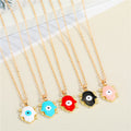 Gold Tone Hamsa Hand Evil Eye Pendant Necklaces in Five Colors view 1