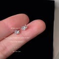 Silver Mini Heart Clear Stone Arrow Stud Earrings Pair view 3