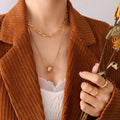 Gold Double Layer Detachable Multi Ring Ball Chain Necklace view 6