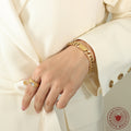 Cuban Link ID Plate Necklace Bracelet Set Gold Steel view 3