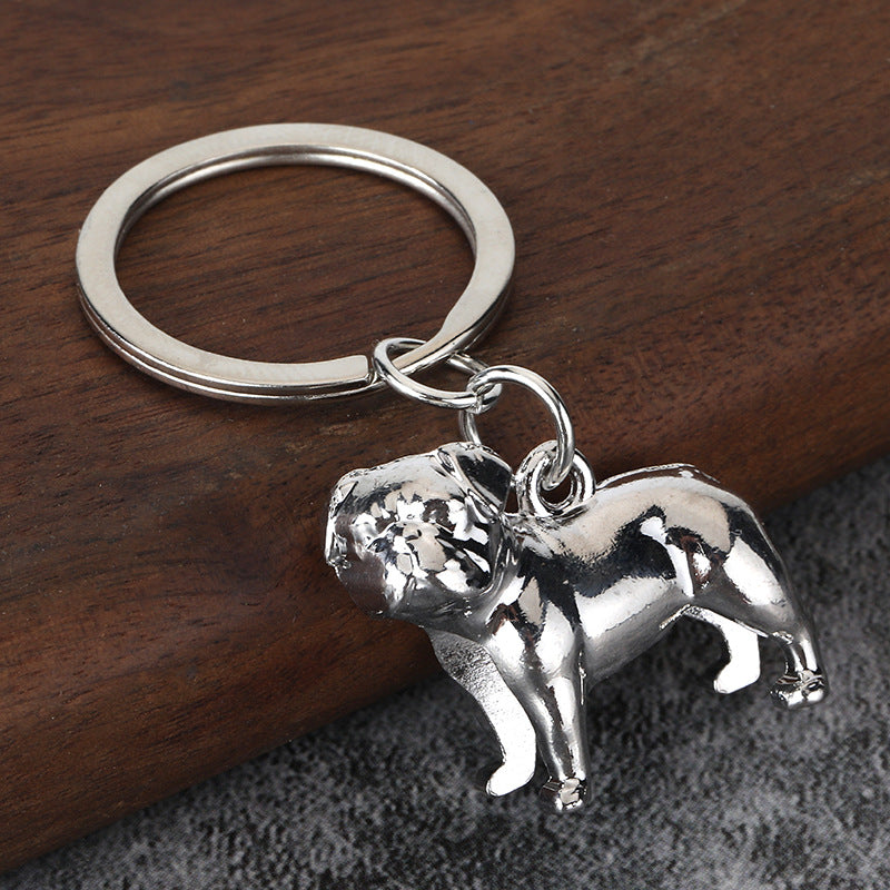 Rhinestone Dog Keychain Simple Metal Pet Pendant for Bag and Car Keys