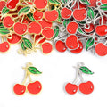 Red Cherry Enamel Charms in Gold Tone and Silver Tone view 5