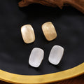 Brushed Rounded Rectangle Small Stud Earrings in Silver view 1