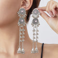 Six Color Silver Tone Ethnic Medallion Chain Tassel Earrings view 8