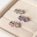 Crystal Look Flower Pearl Accent Stud Earrings in Three Colors view 3