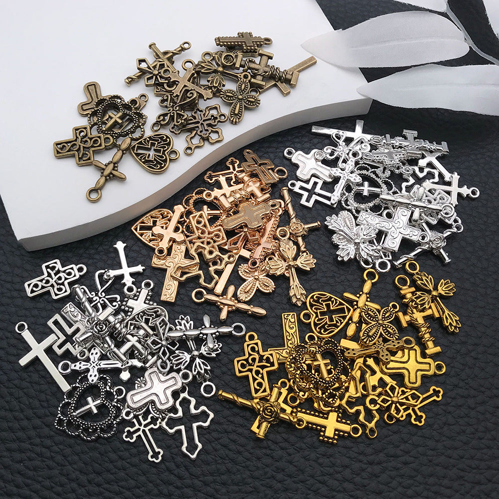 Vintage Zinc Alloy Cross Charm Pendant for DIY Keychain Earring Necklace Bracelet