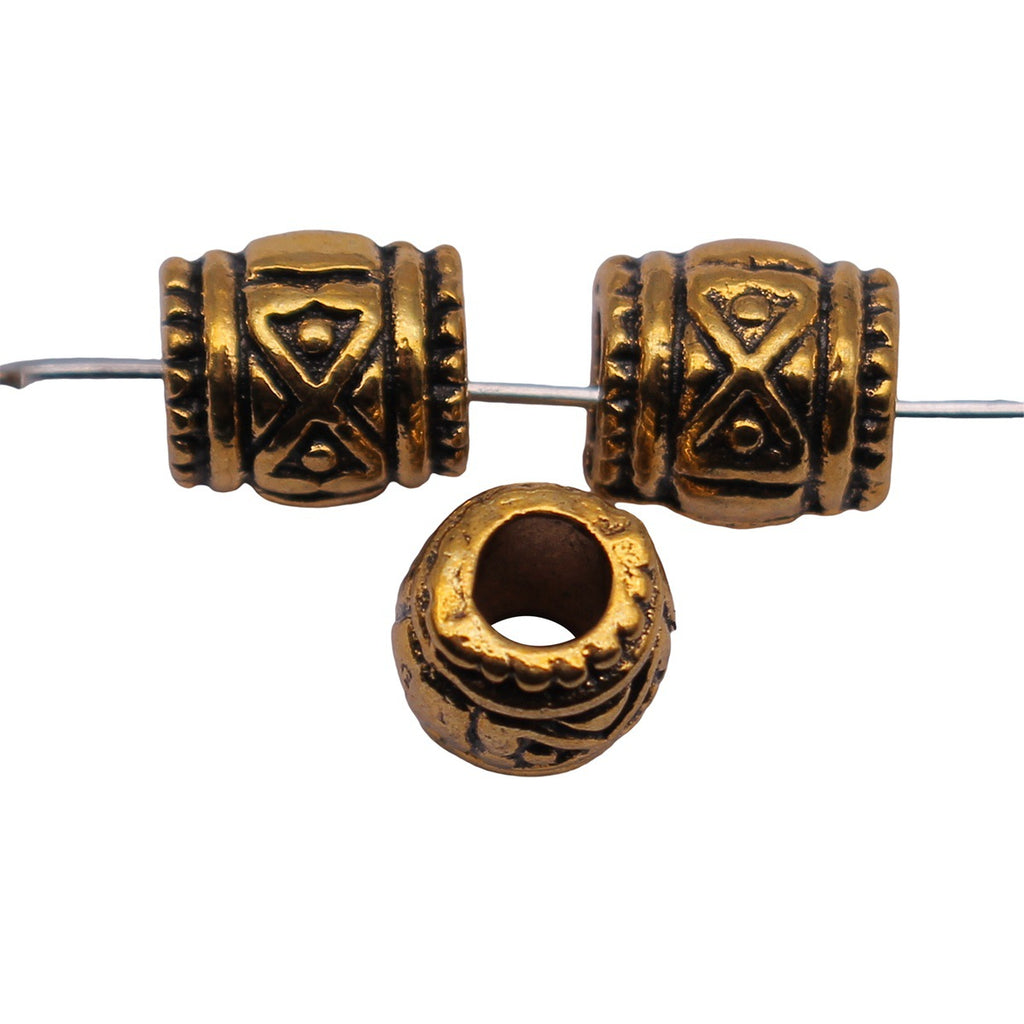 7.9x7.2x7mm 1g Antique Gold Zinc Alloy Carved Texture Tube Spacer Beads for Bracelet Jewelry Making