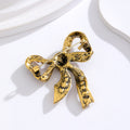 Ribbon Bow Crystal Metal Brooch Pin 4.8 x 4.3 cm for Jackets and Lapels view 3