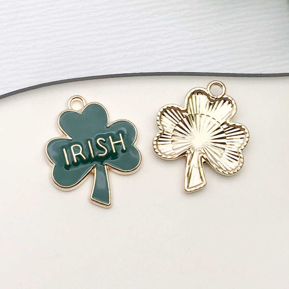 Zinc Alloy Lucky Clover Hat Charm Pendant for Irish Bracelet Earrings DIY Jewelry
