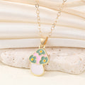Gold Tone Floral Enamel Mushroom Pendant Necklaces in Six Colors view 9