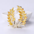 Yellow Crystal Double Wheat Wreath Brooch With Pearl view 6