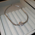 Silver Mesh Choker Crystal Rose Flower Centerpiece view 6