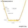 Maman Script Heart Zircon Necklace Herringbone Gold Set view 6