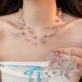 Acrylic Pastel Flower Necklace and Cluster Drop Earrings view 3