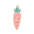 Long Pink Carrot Enamel Charm with Green Top and Gold Tone Edge view 4