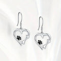 Cat-Tail Heart And Paw Print Hook Earrings In Polished Silver Tone view 5