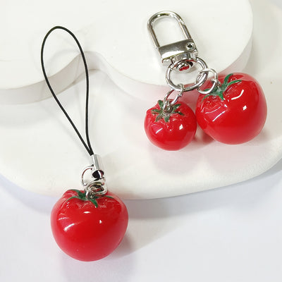 Main product view of realistic Red Tomato Phone Strap and Snap-Hook Hanging Charms