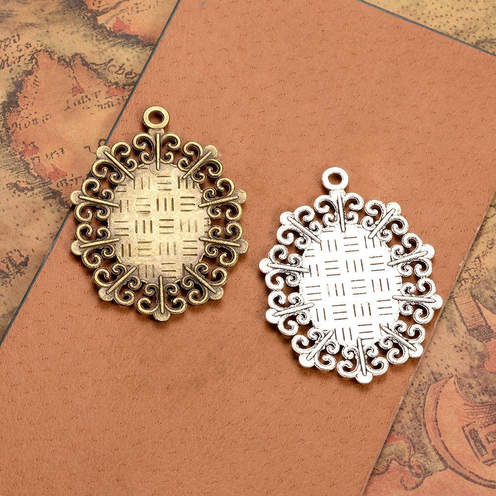 Vintage Alloy 25x18mm Cabochon Tray Pendant for DIY Keychain