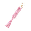 Gold Tone Braided Macrame Tassel Clip Keychains in Six Pastel Colors view 5