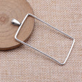 Large Rectangle Open Frame Pendant in Silver Tone Metal view 2
