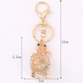 Cat Eye Stone Turtle Rhinestone Keychain Cream Multicolor view 2