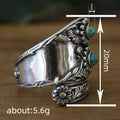 Antique Silver Sunflower Turquoise Open Adjustable Ring view 4