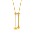 Gold Snake Chain Lariat Necklace Dual Ball Drop Bar view 5