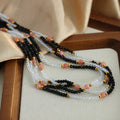 Black Clear Pink Bead Choker Necklace With Gold Accents view 4